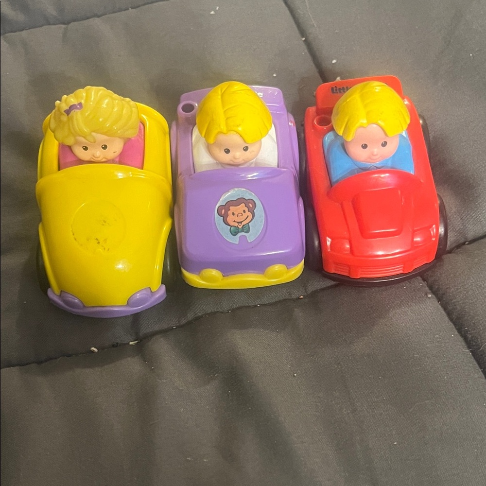 Little People Toy Cars Set - Yellow, Purple, Red